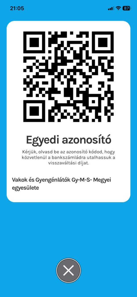A Vakok és Gyengénlátók Győr-Moson-Sopron Megyei Egyesületének RePont QR-kódja
